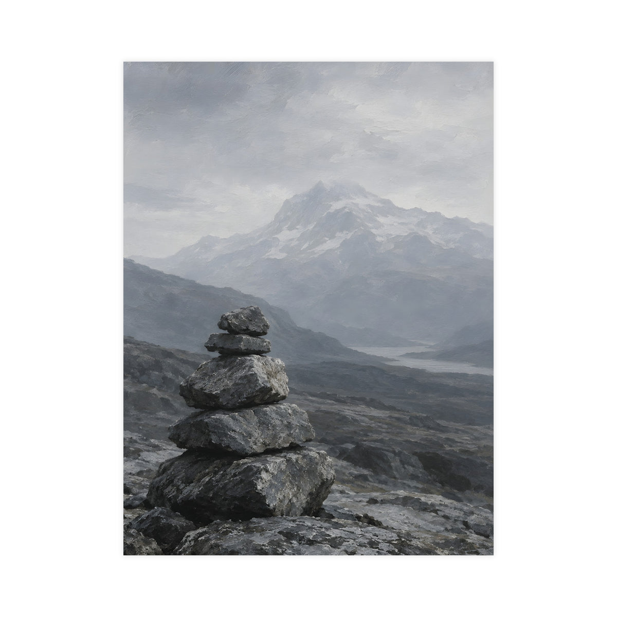 Cairn and Mountain — cairn and mountain, 18x24 in print