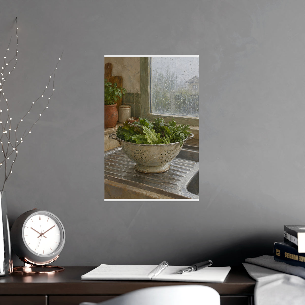 A Rainy Morning — a rainy morning, shown framed on a wall