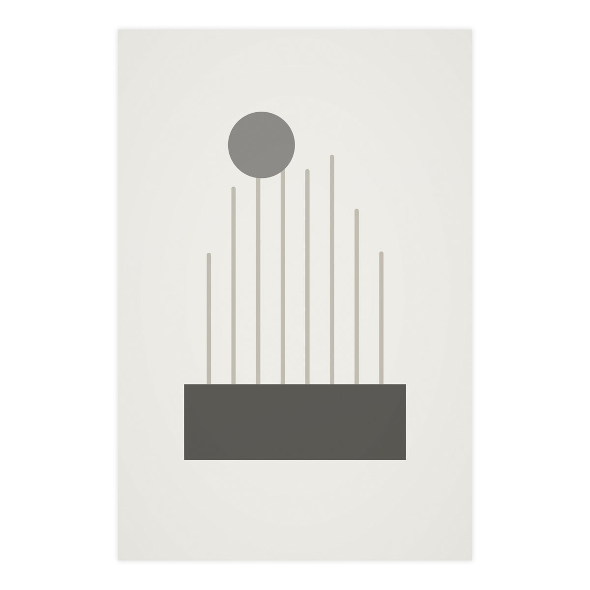 Charcoal Cream Lines Wall Art — lines in a charcoal cream palette, 24x36 in print