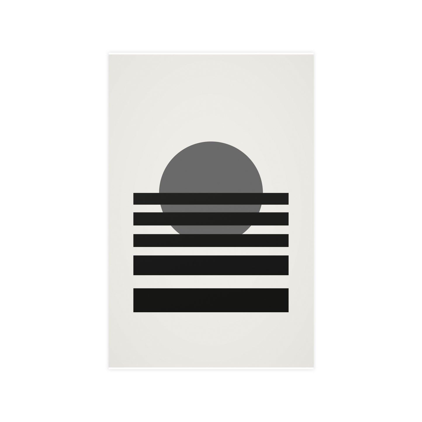 Charcoal Cream Sunset Landscape Wall Art | Living Room Print