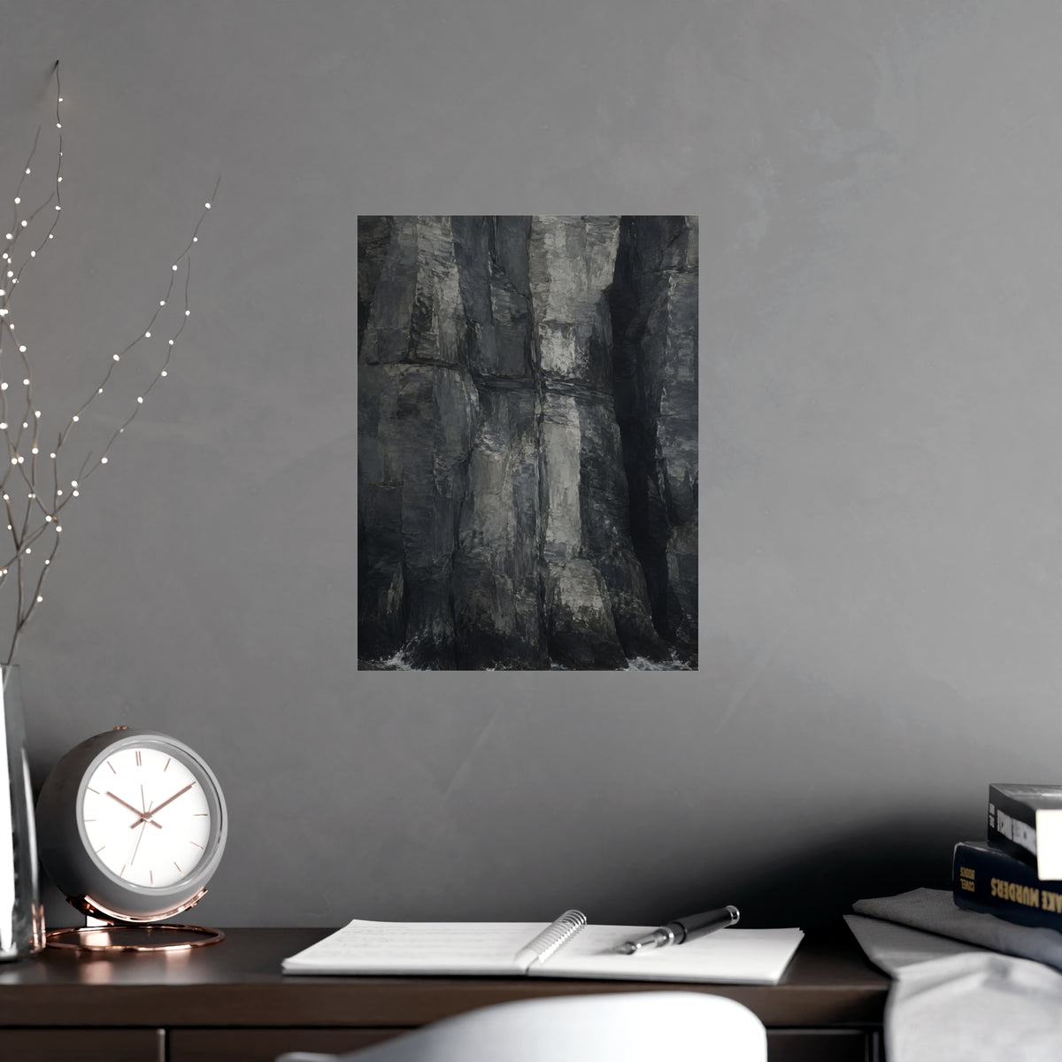 Sea Cliffs — sea cliffs, shown framed on a wall