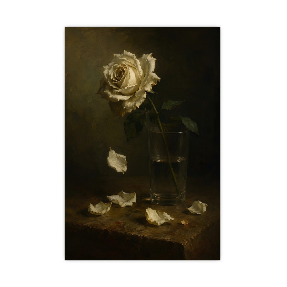 White Rose, Falling — white rose, falling, 16x24 in print