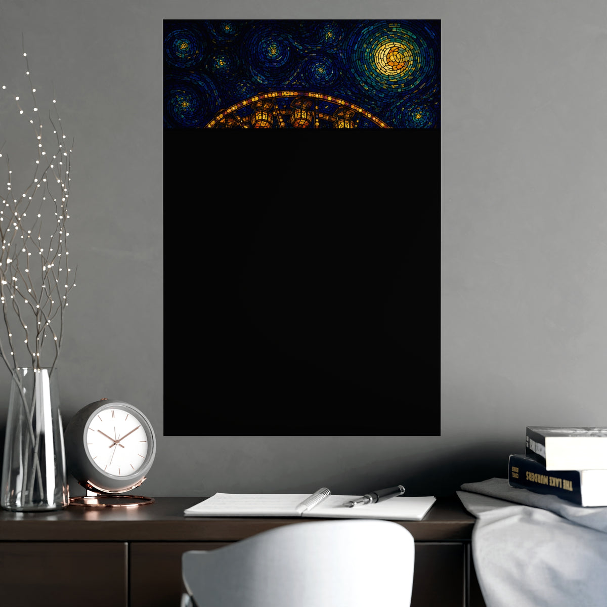 The Wheel at Night — the wheel at night, shown framed on a wall
