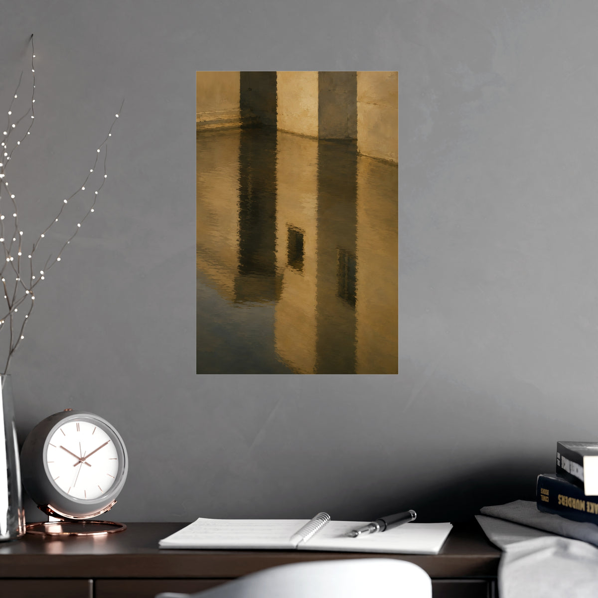 Facade, Reflected — facade, reflected, shown framed on a wall