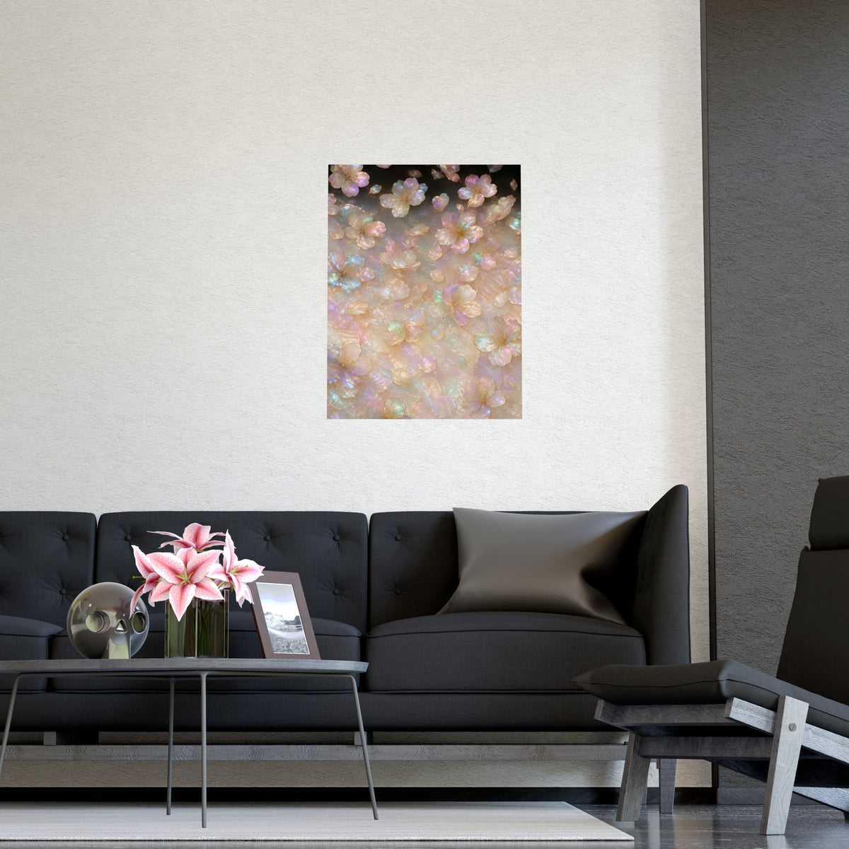Petals, Scattered — petals, scattered, shown framed on a wall