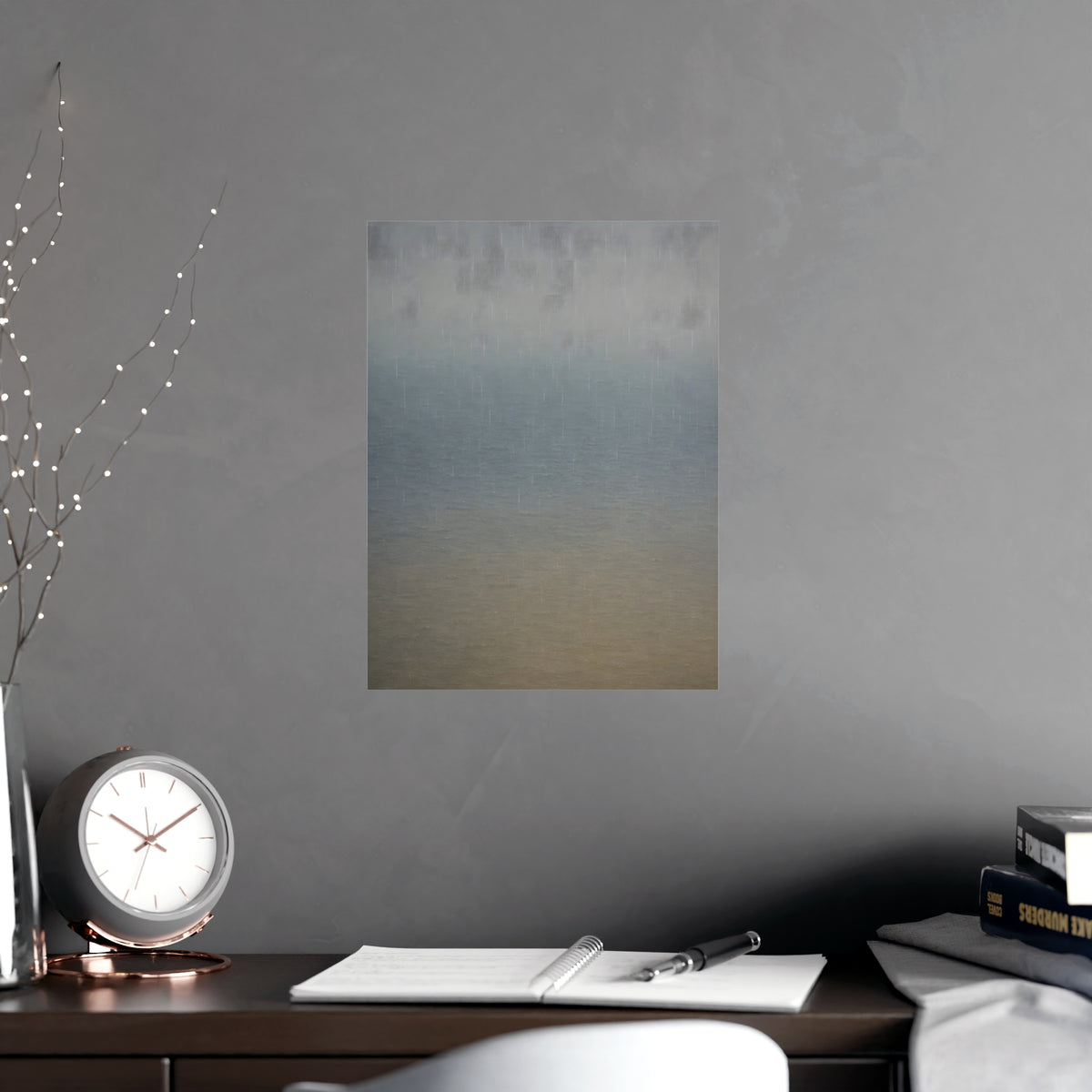 Rain at Sea — rain at sea, shown framed on a wall