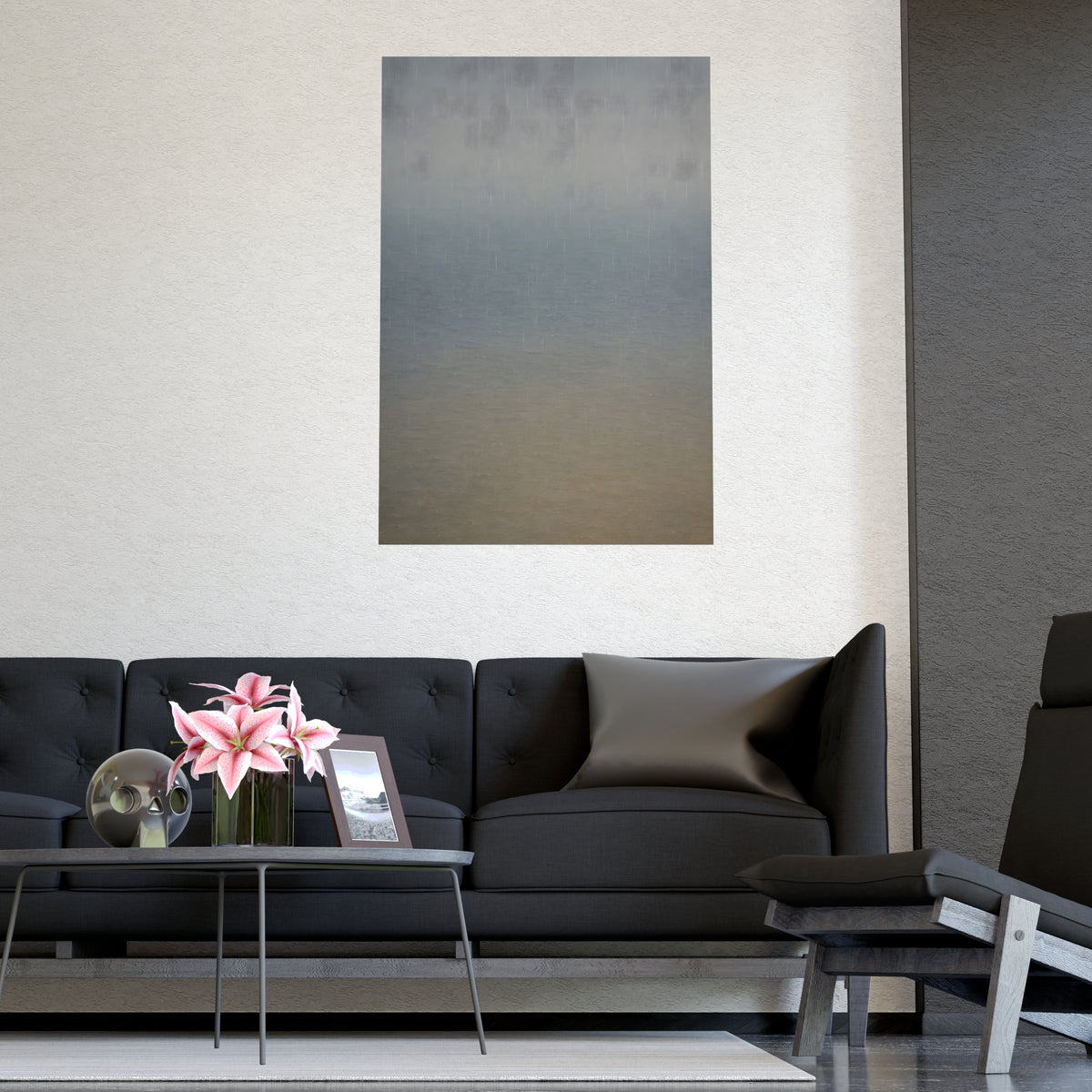 Rain at Sea — rain at sea, shown framed on a wall