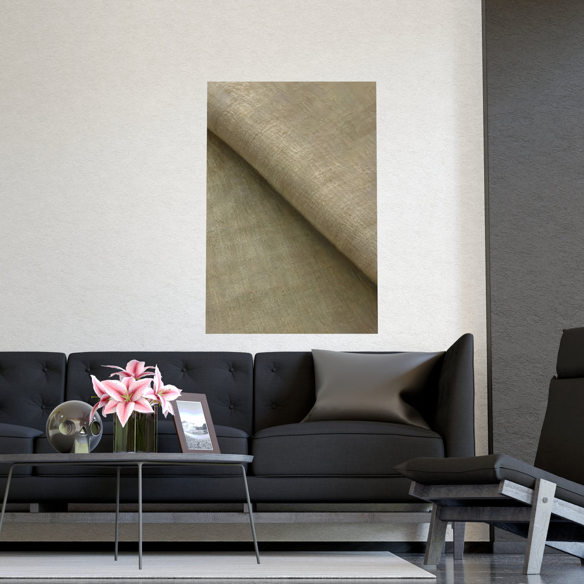 Folded Linen — folded linen, shown framed on a wall