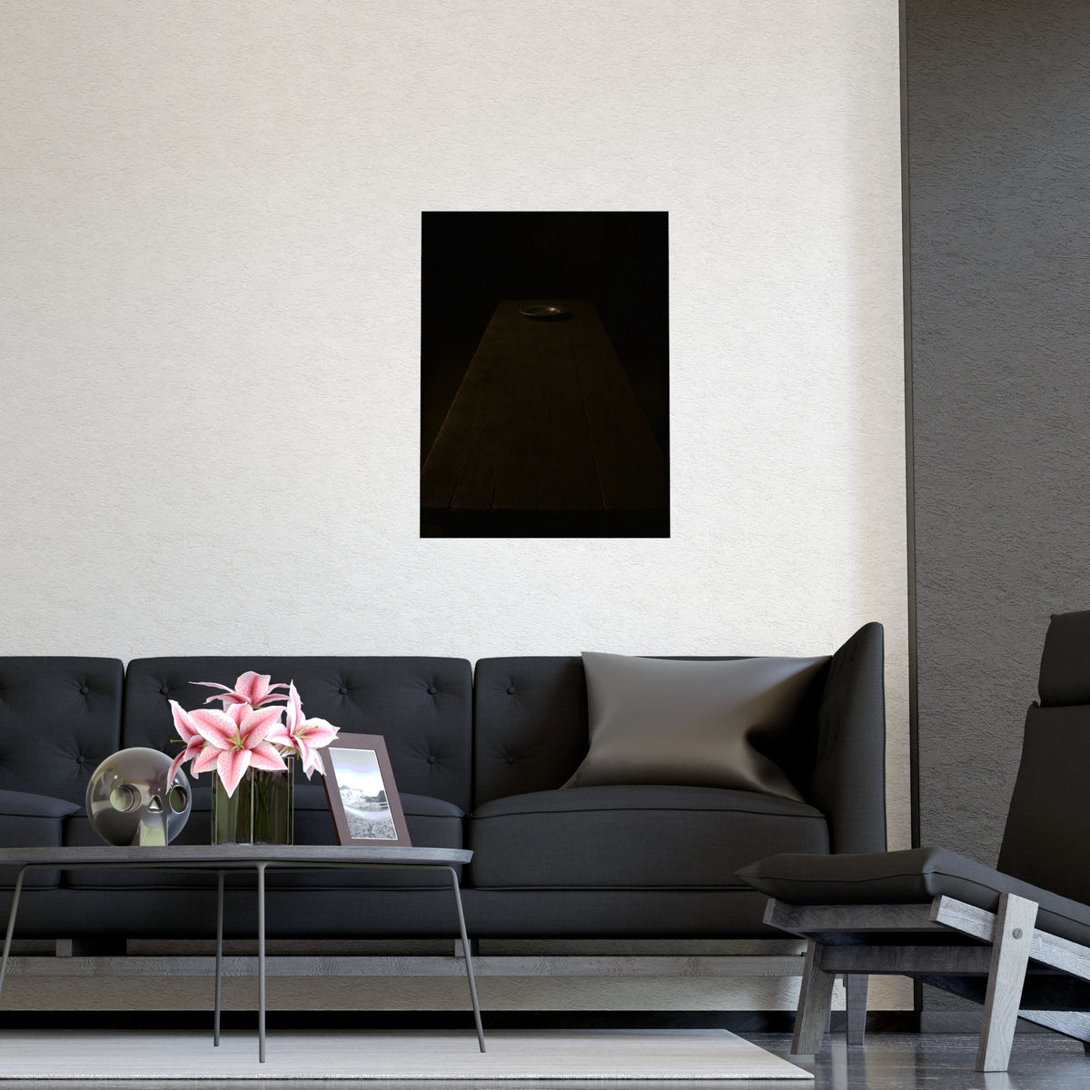 The Far End of the Table — the far end of the table, shown framed on a wall