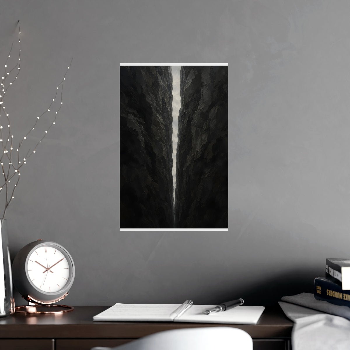 The Narrow Pass — the narrow pass, shown framed on a wall