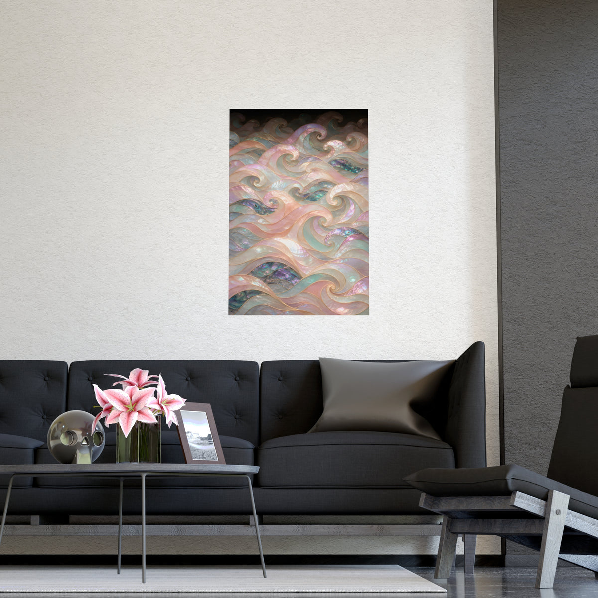 Wave Pattern — wave pattern, shown framed on a wall