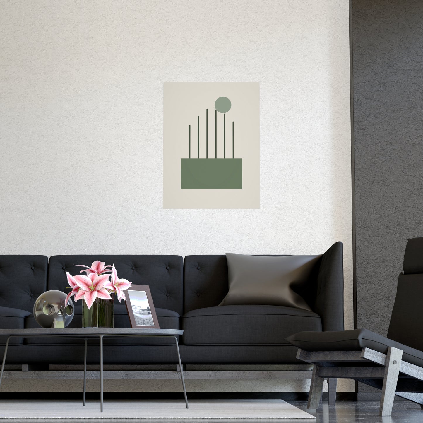 Sage Neutral Lines Boho Wall Art | Living Room Print