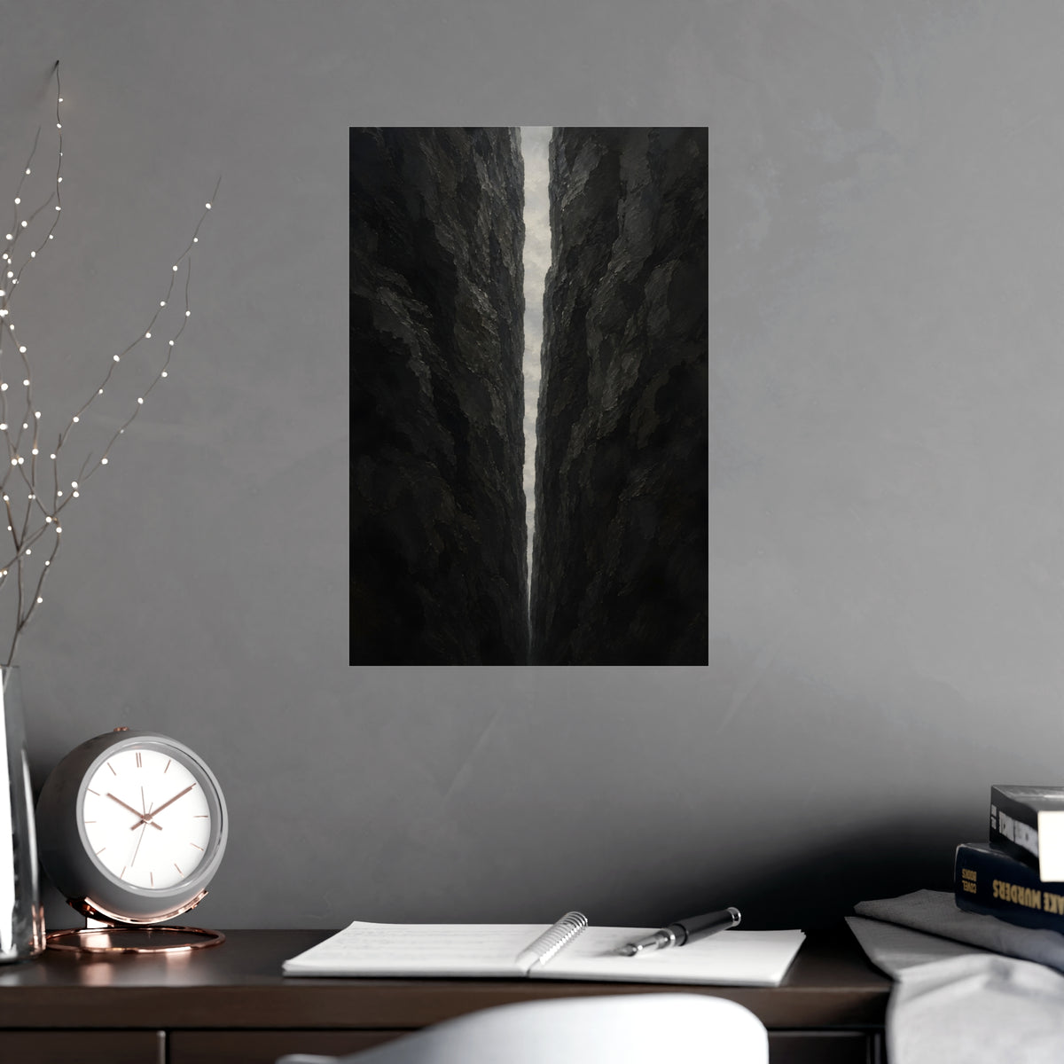 The Narrow Pass — the narrow pass, shown framed on a wall