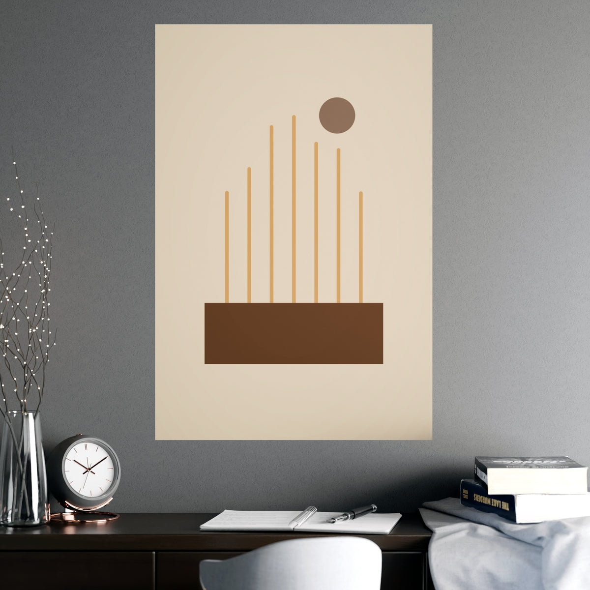 Muted 70s Lines Wall Art — lines in a muted 70s palette, shown framed on a wall