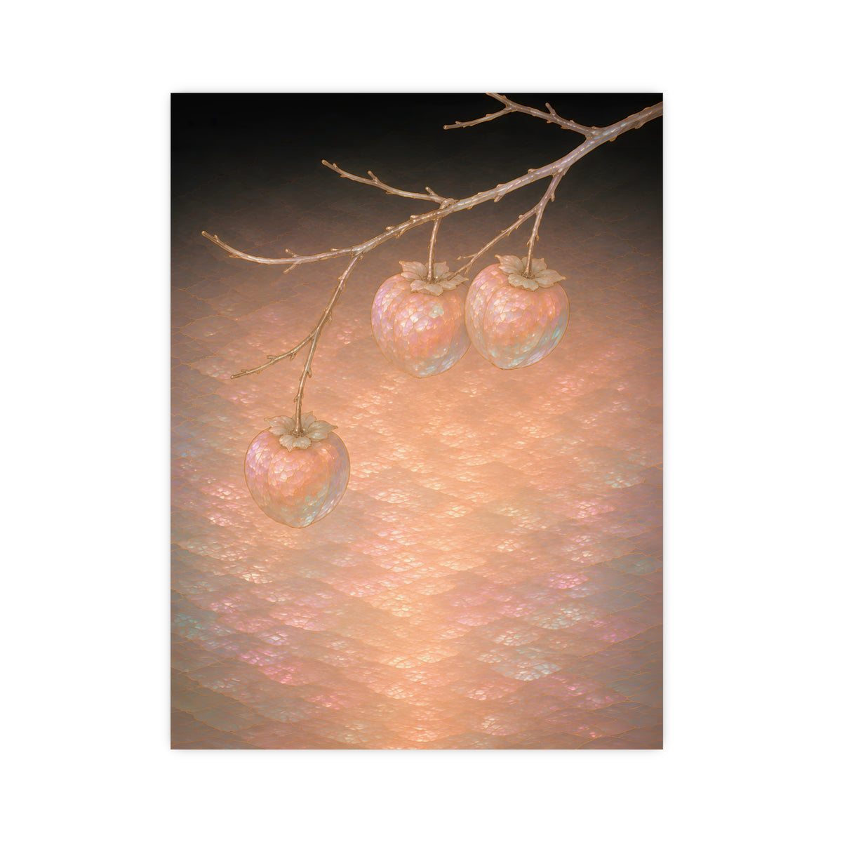 Persimmons on a Bare Branch — persimmons on a bare branch, 12x16 in print