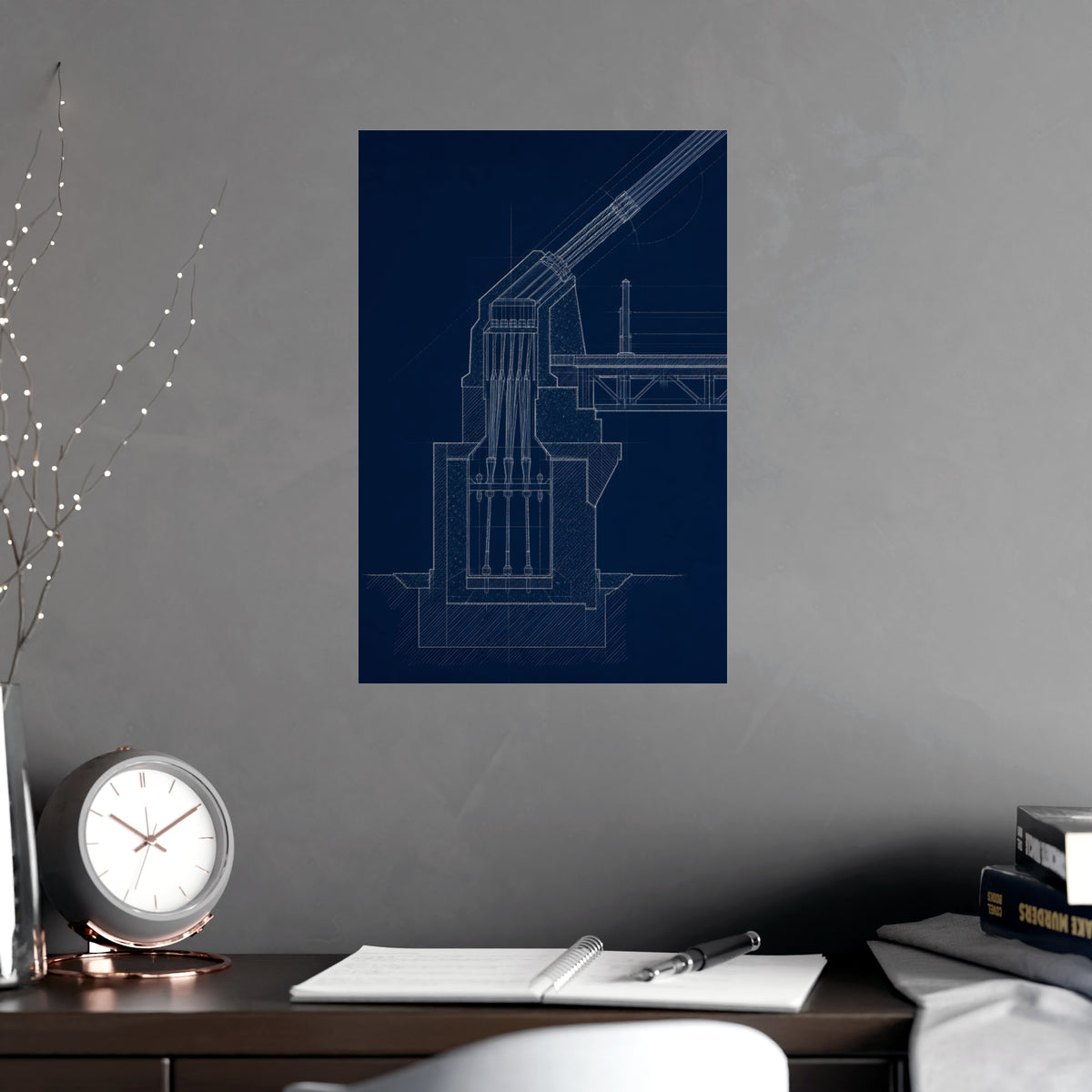 Cable Anchorage — cable anchorage, shown framed on a wall