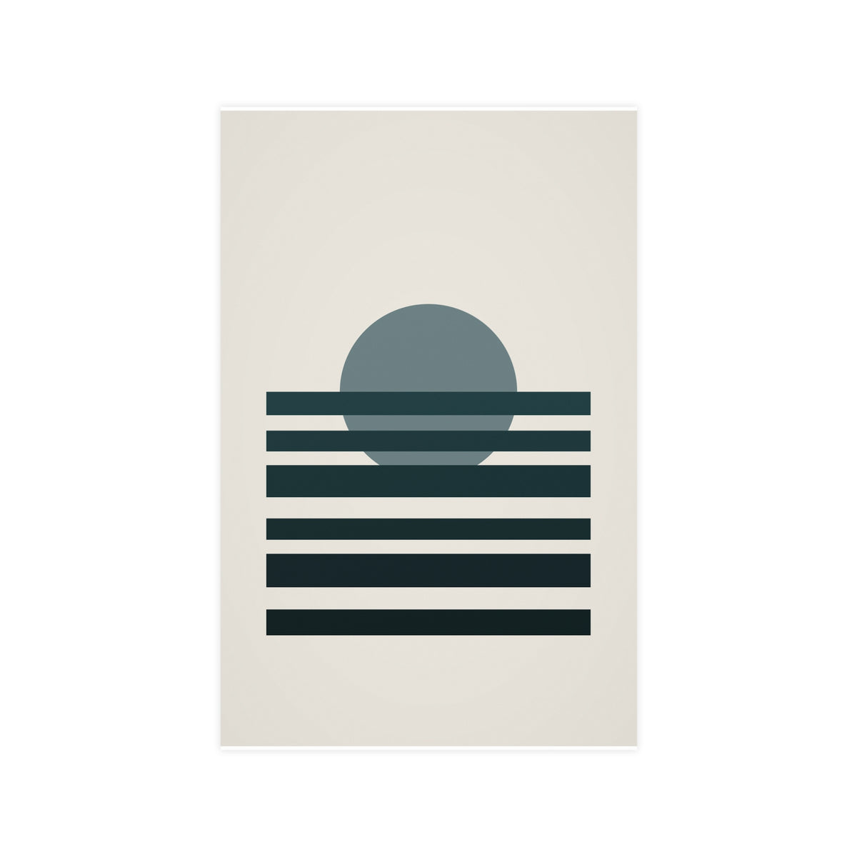 Deep Teal Sunset Landscape Wall Art — sunset landscape in a deep teal palette, 11x17 in print