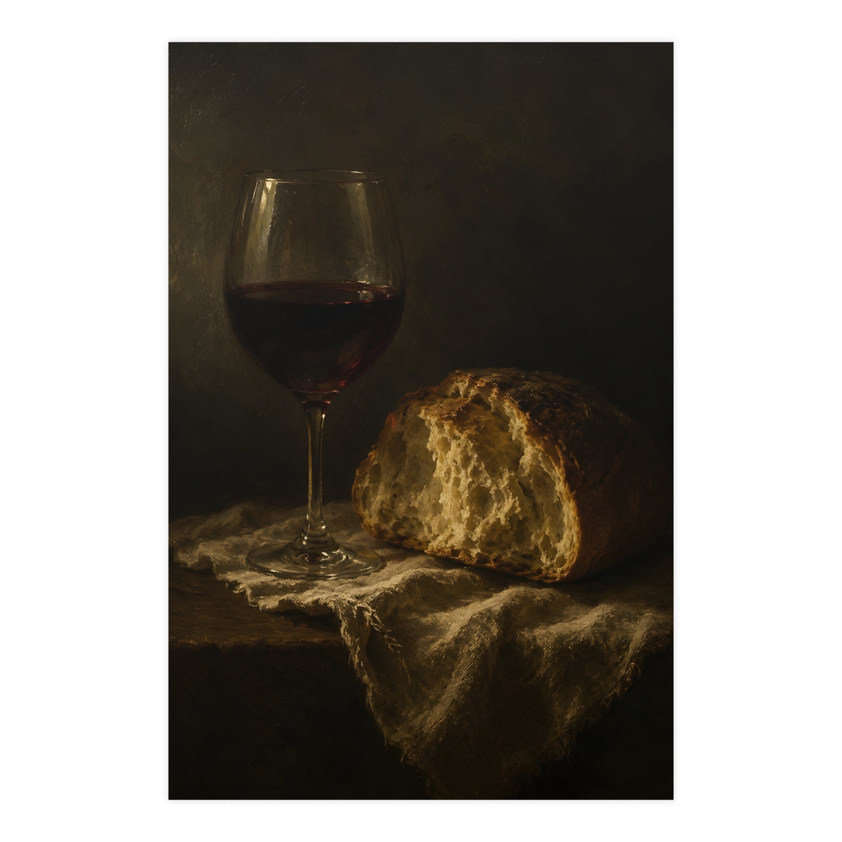 Wine and Bread — wine and bread, 24x36 in print