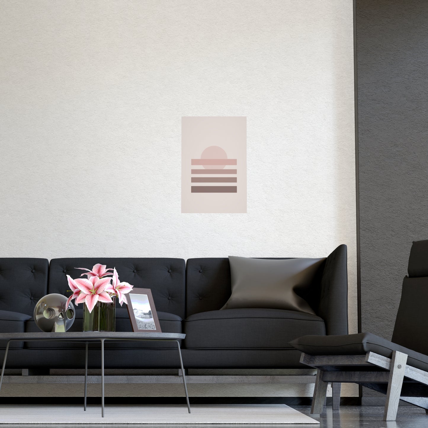 Dusty Rose Sunset Landscape Wall Art | Living Room Print
