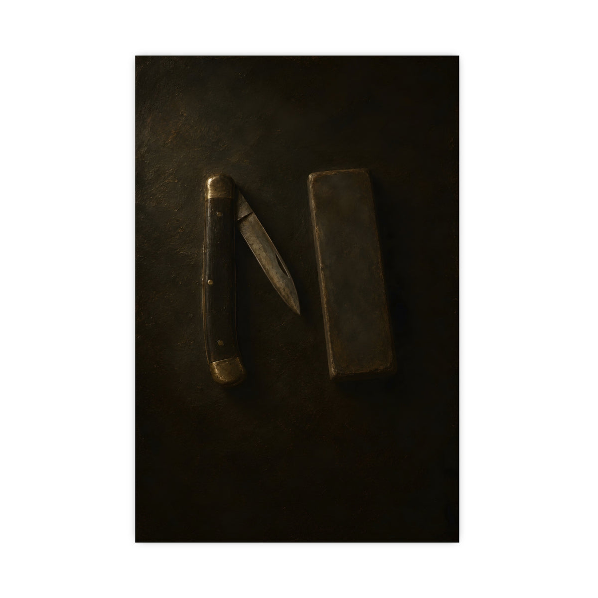 Knife and Whetstone — knife and whetstone, 20x30 in print