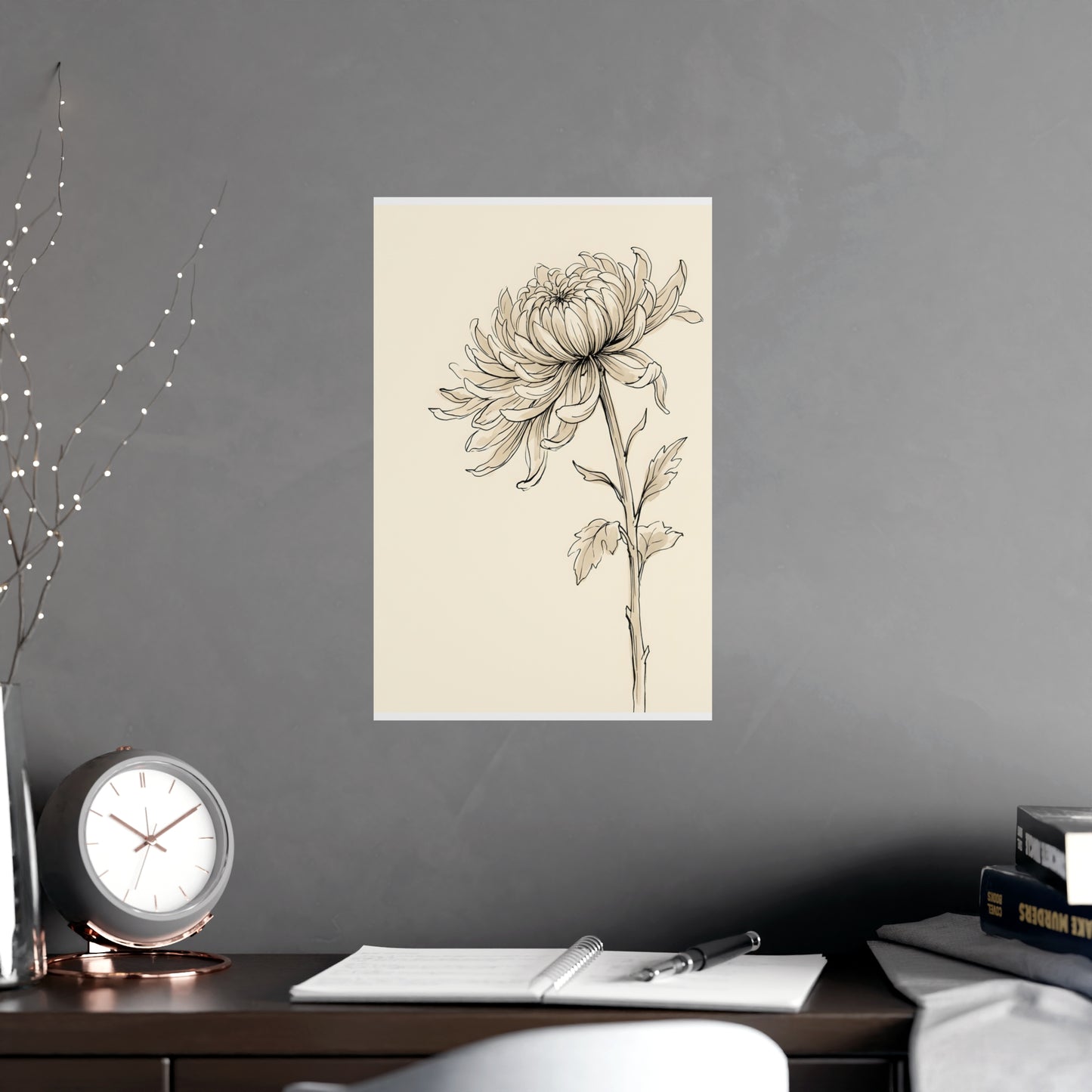 Chrysanthemum | Botanical Line Drawing | Wall Art