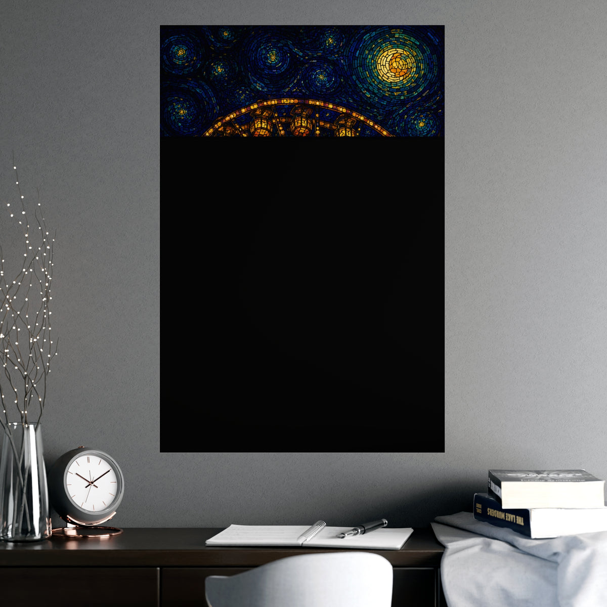 The Wheel at Night — the wheel at night, shown framed on a wall