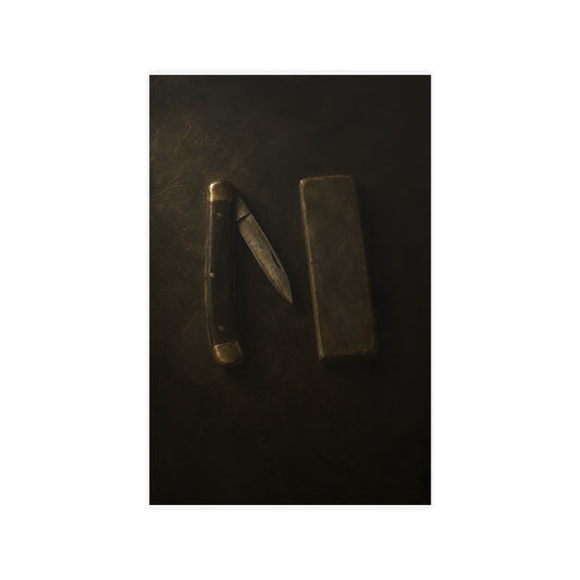 Knife and Whetstone — knife and whetstone, 11x17 in print