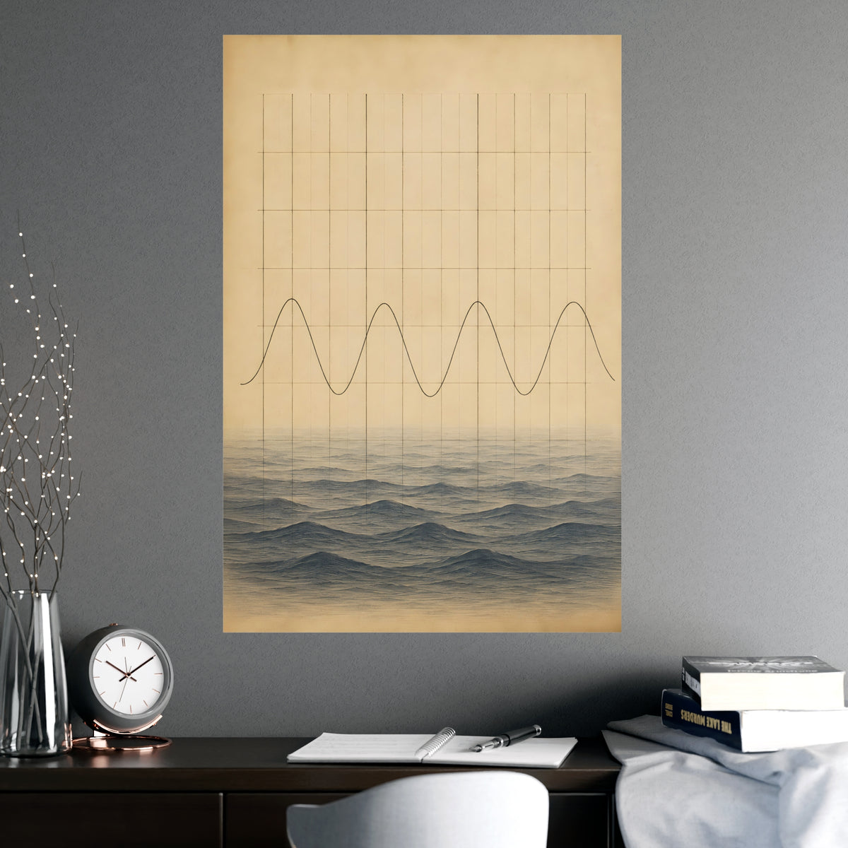 Tide Chart — tide chart, shown framed on a wall
