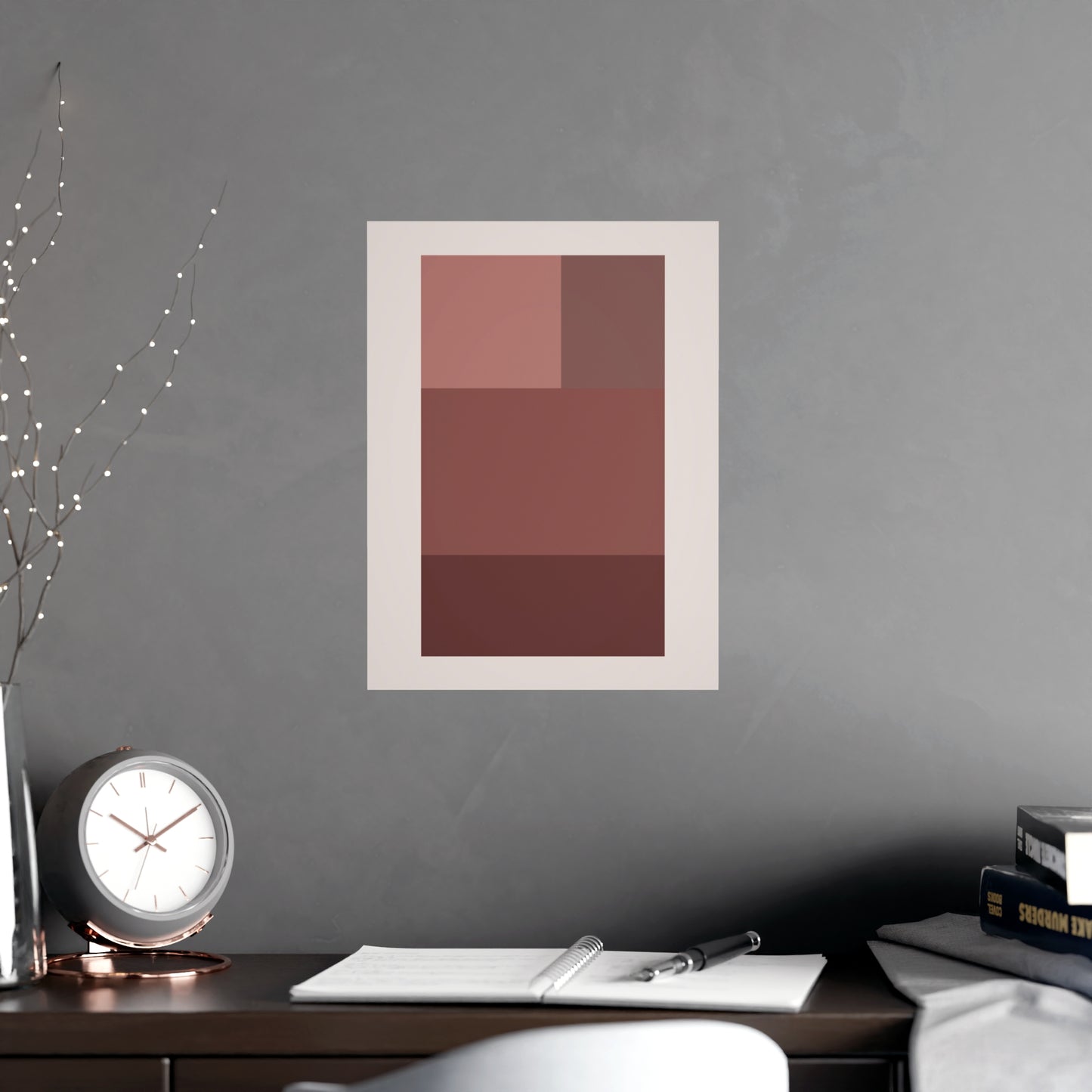 Dusty Rose Blocks Modern Wall Art | Living Room Print