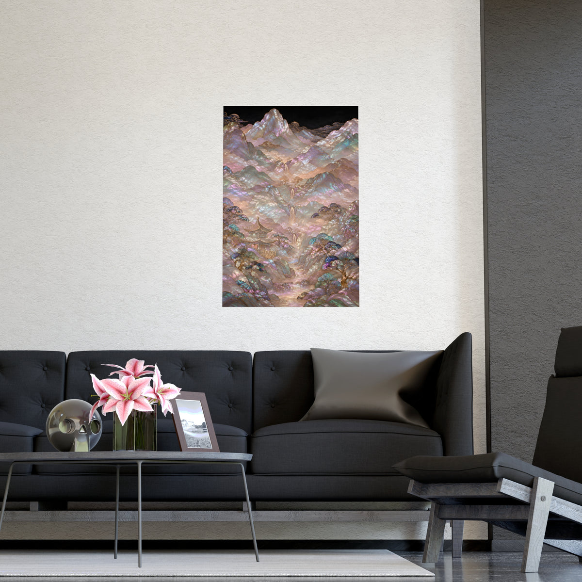 Valley in Bloom — valley in bloom, shown framed on a wall