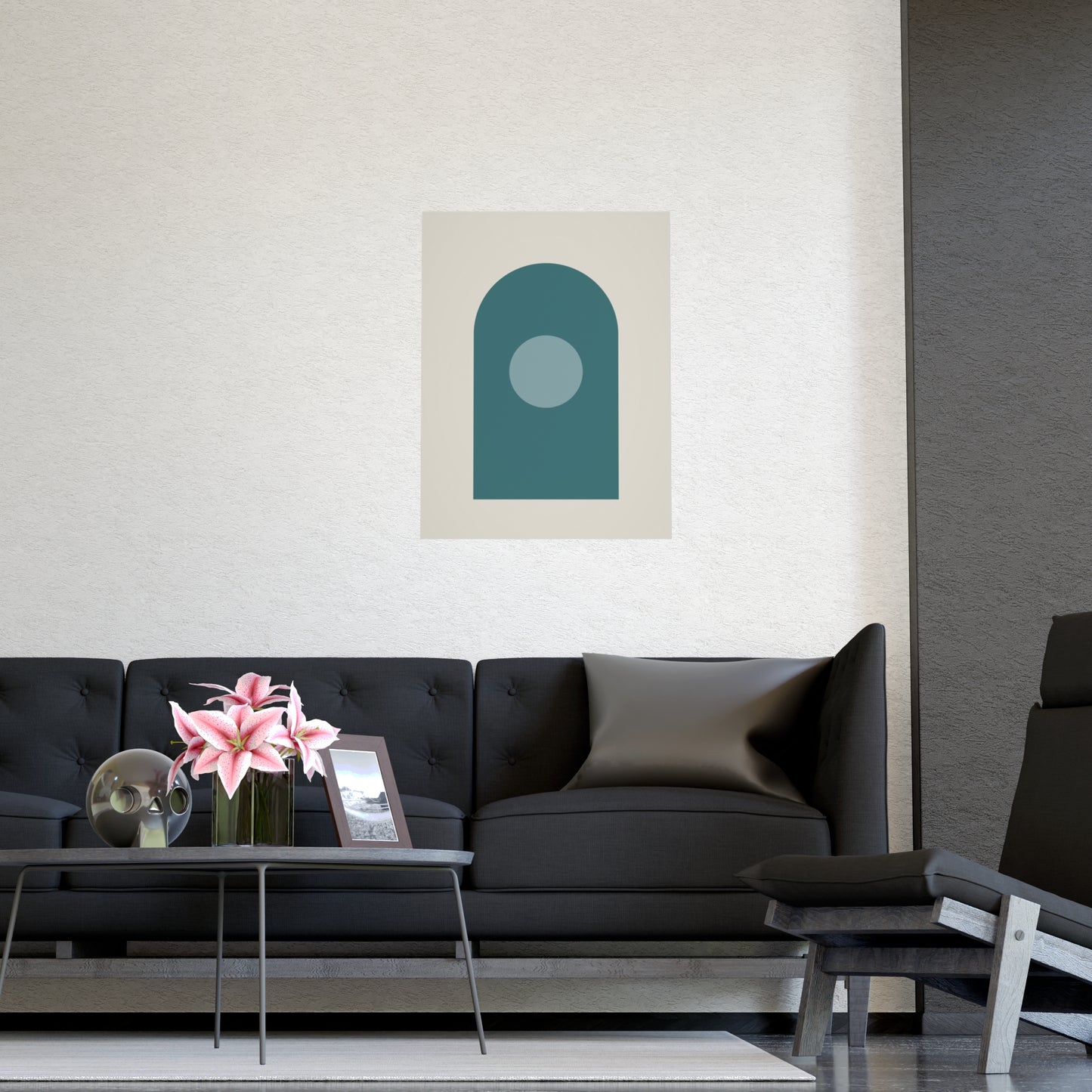 Deep Teal Arch Modern Wall Art | Living Room Print