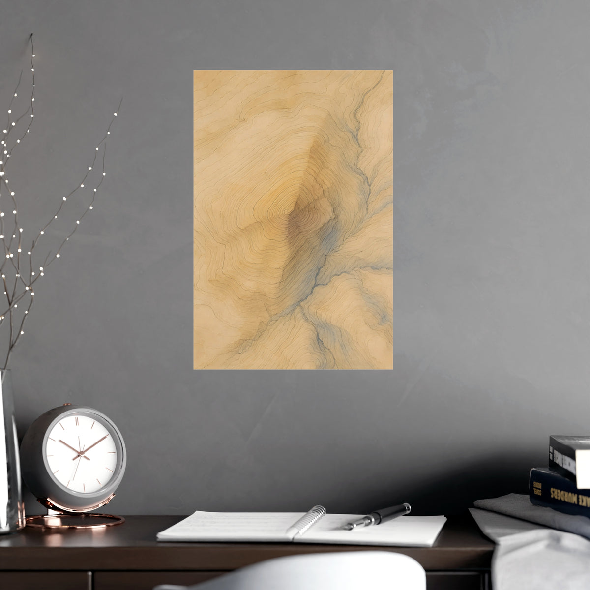 Contour Lines — contour lines, shown framed on a wall