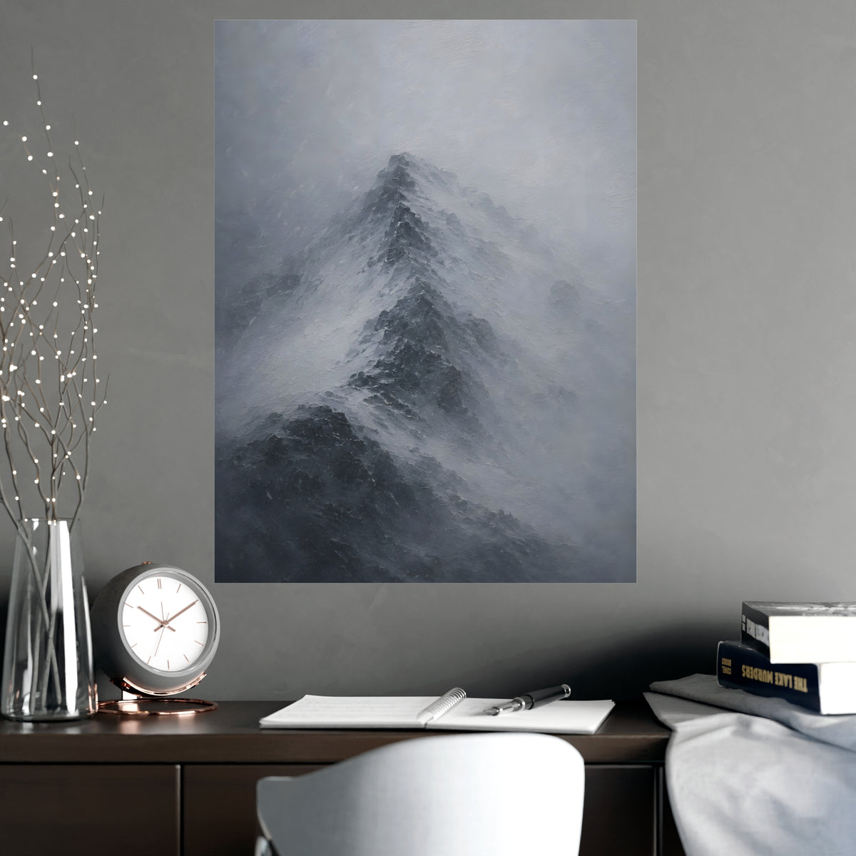 Through the Snow — through the snow, shown framed on a wall