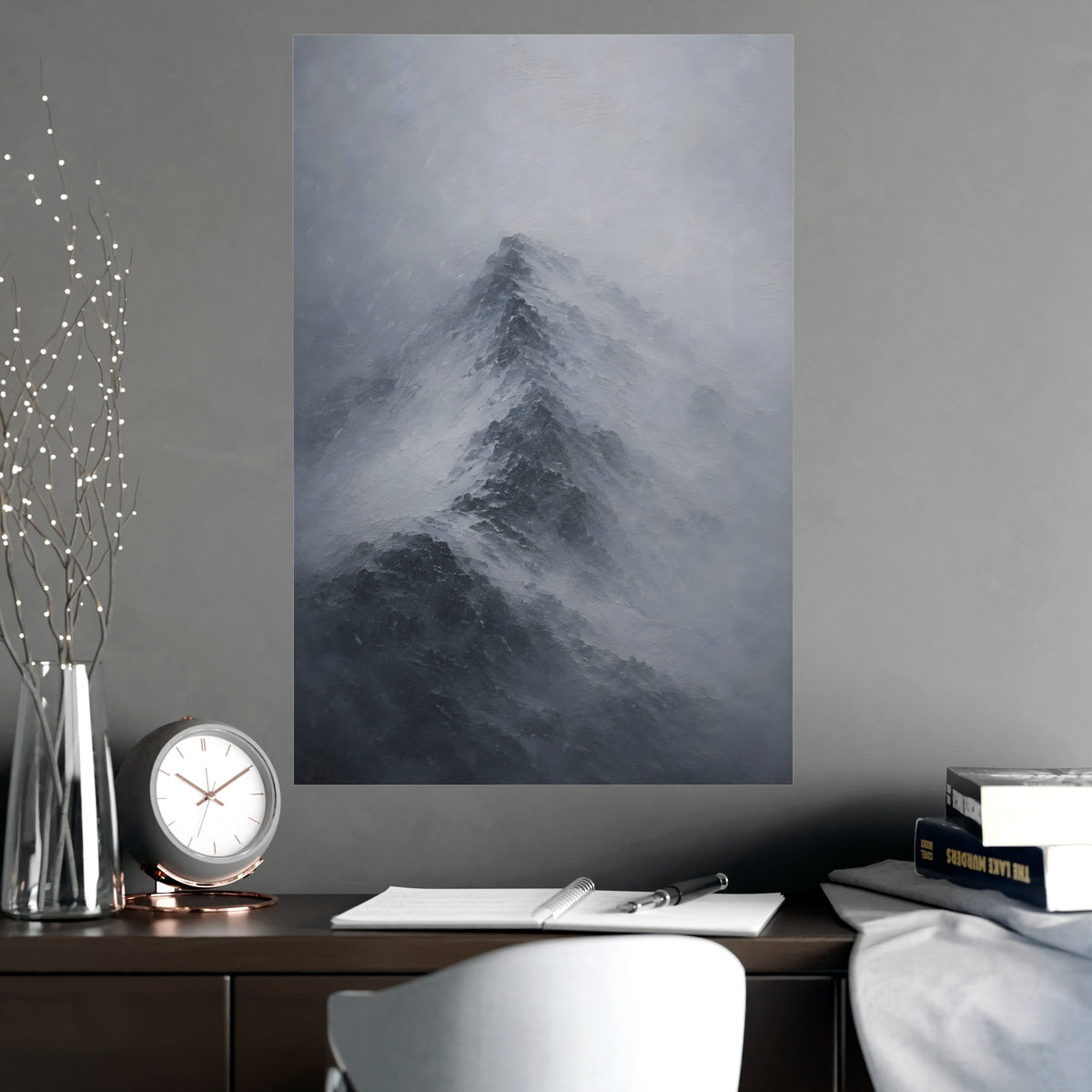 Through the Snow — through the snow, shown framed on a wall