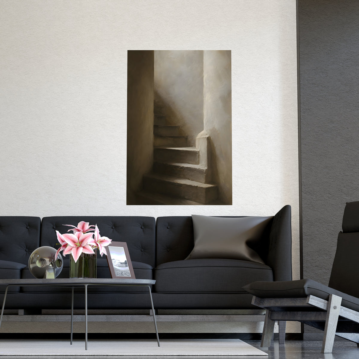 Stone Stair — stone stair, shown framed on a wall