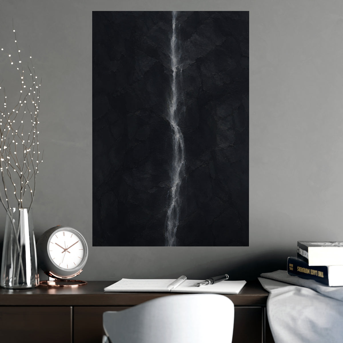 A White Thread — a white thread, shown framed on a wall