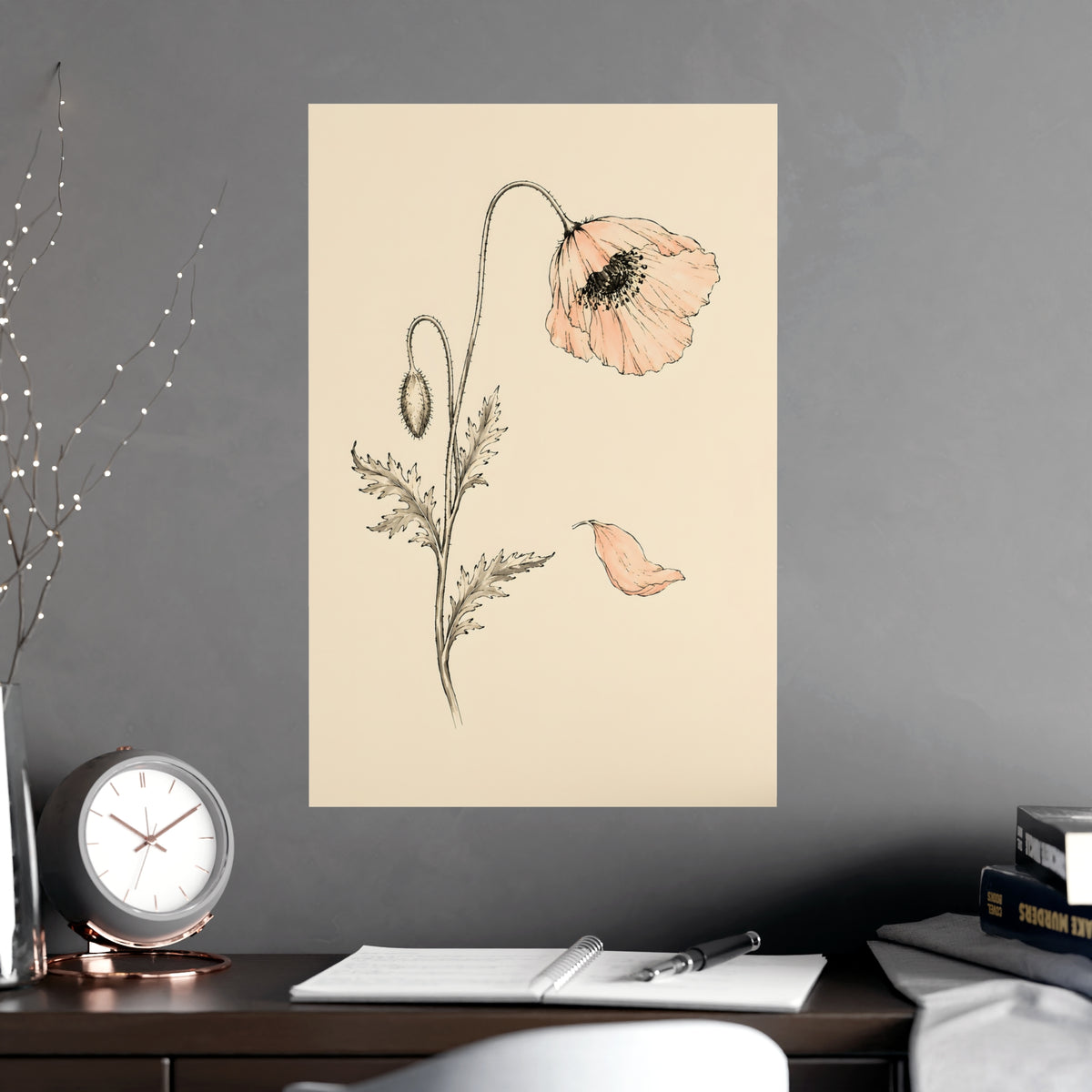 Wild Poppy — wild poppy, shown framed on a wall