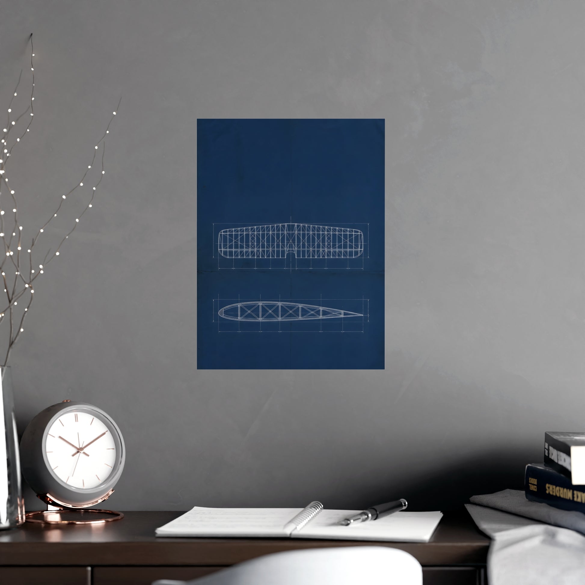 Aeroplane Wing framed on a cream wall in a living room, 12x18 in print