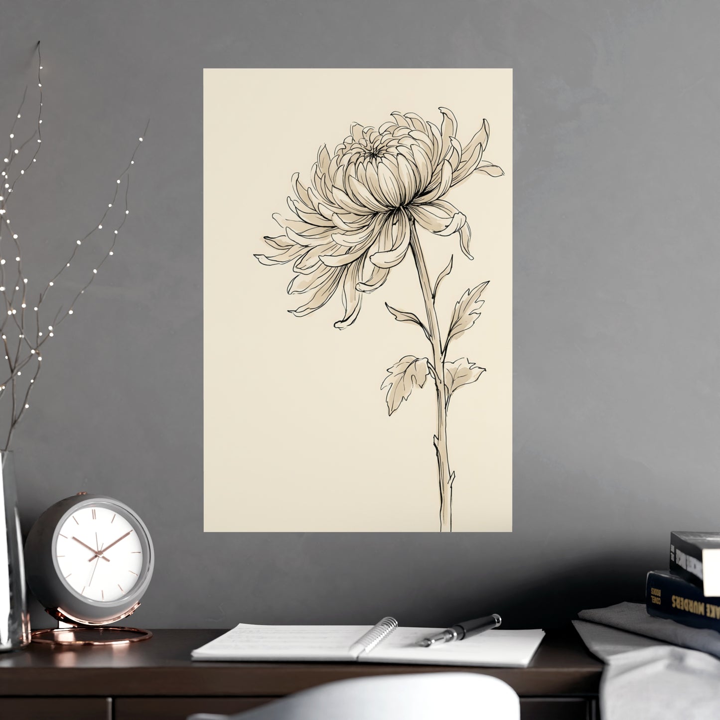 Chrysanthemum | Botanical Line Drawing | Wall Art