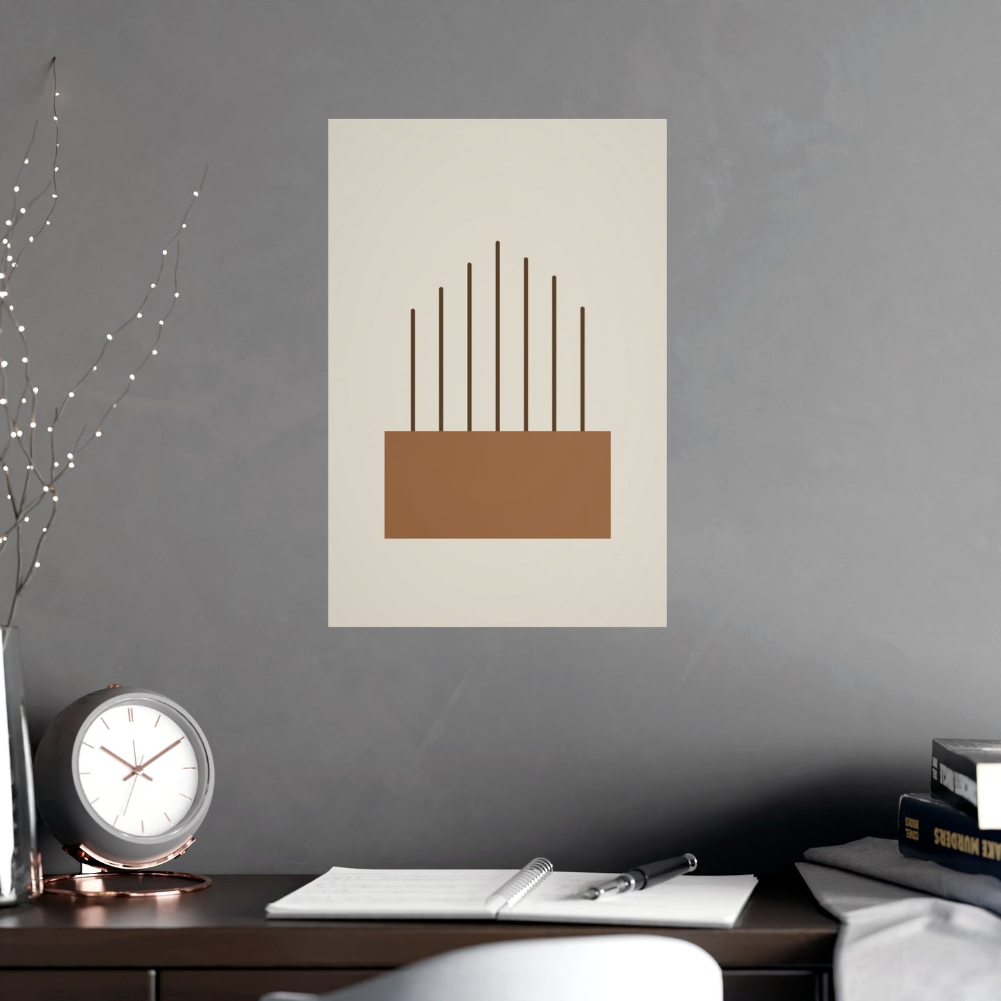 Warm Earth Lines Boho Wall Art | Living Room Print