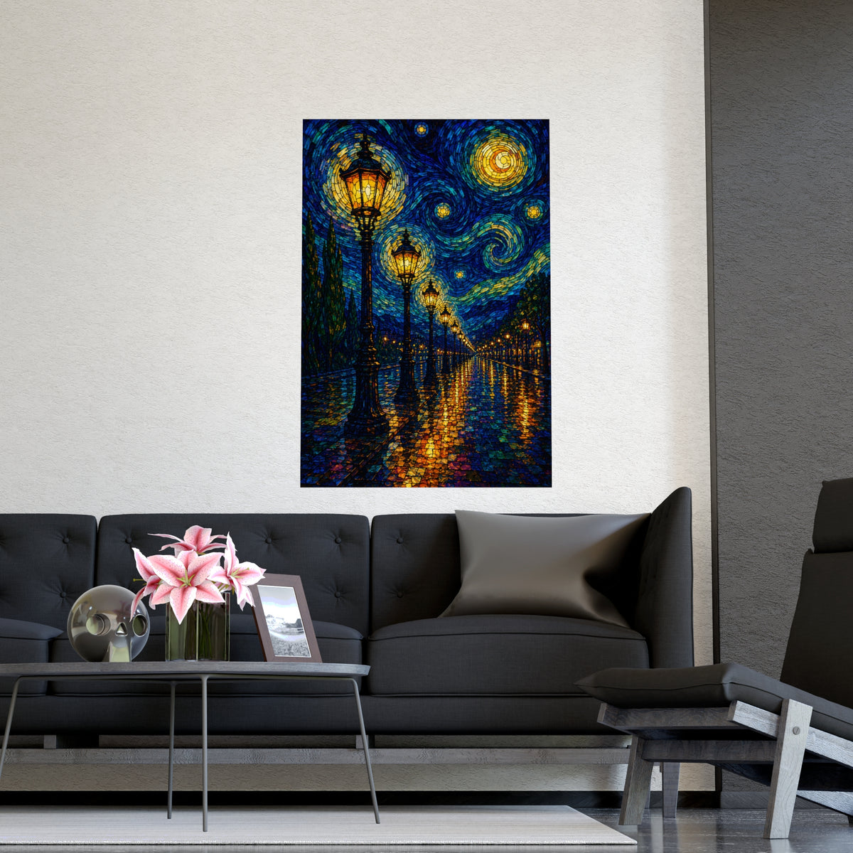Avenue of Lamps — avenue of lamps, shown framed on a wall