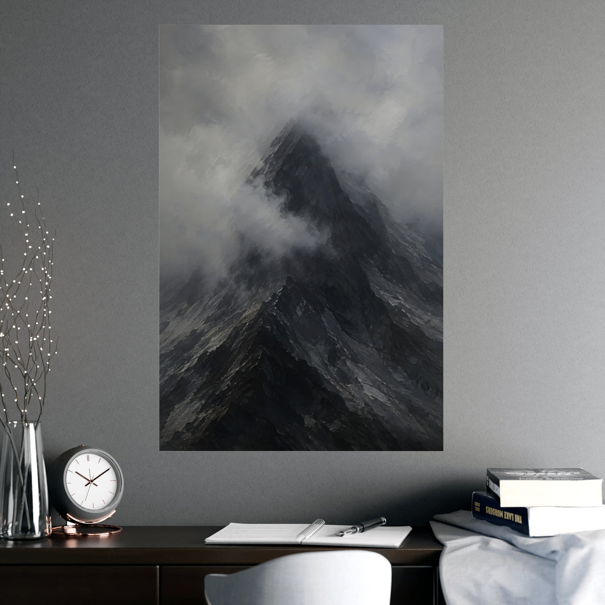 Peak in Cloud — peak in cloud, shown framed on a wall