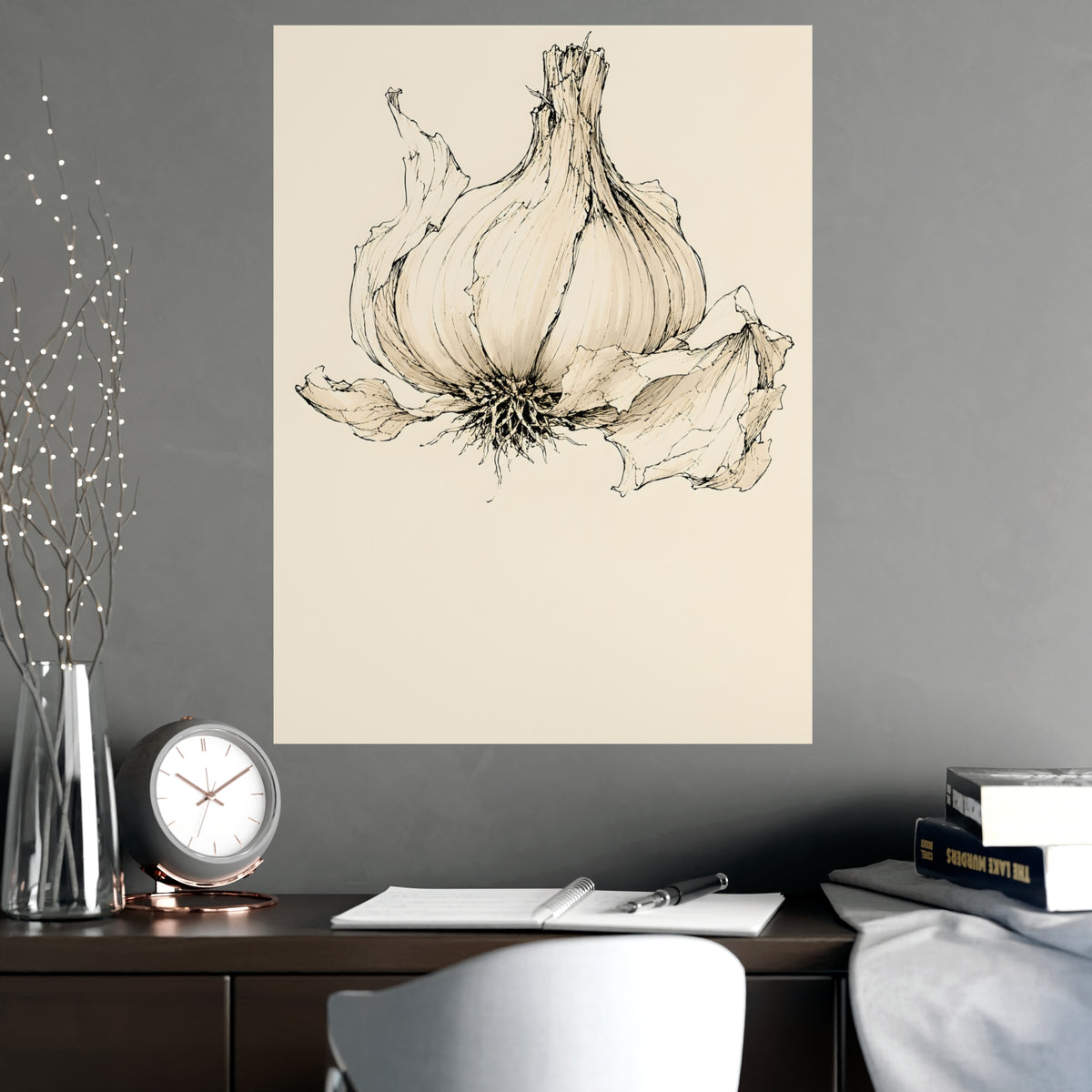 Garlic — garlic, shown framed on a wall