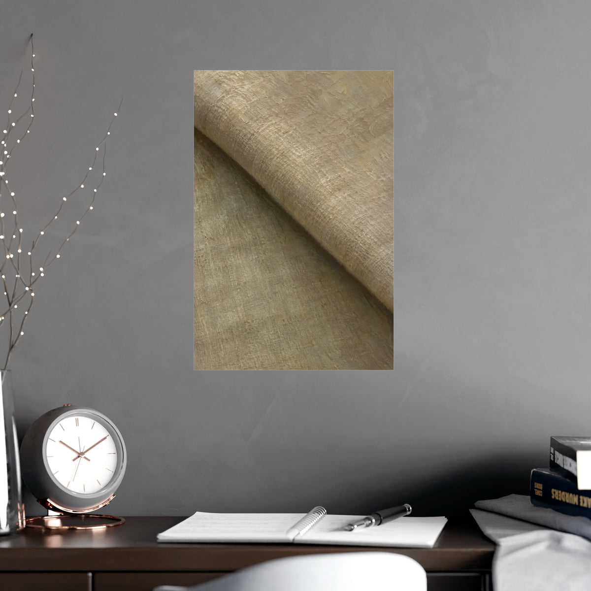 Folded Linen — folded linen, shown framed on a wall