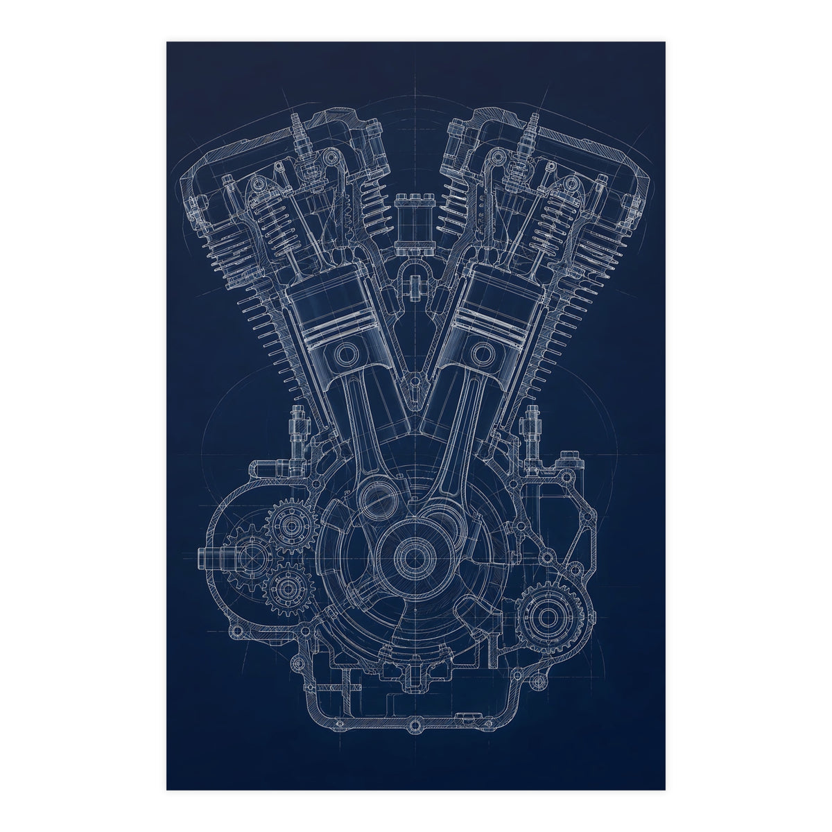 V-Twin Engine — v-twin engine, 24x36 in print