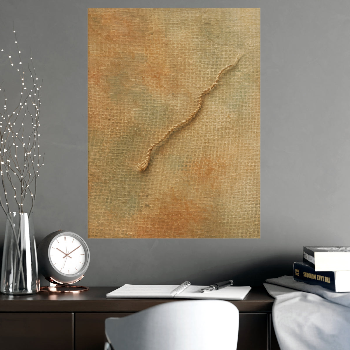 One Loose Thread — one loose thread, shown framed on a wall