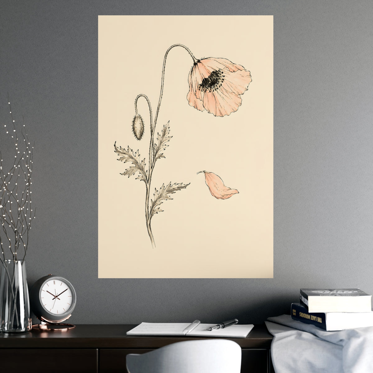 Wild Poppy — wild poppy, shown framed on a wall