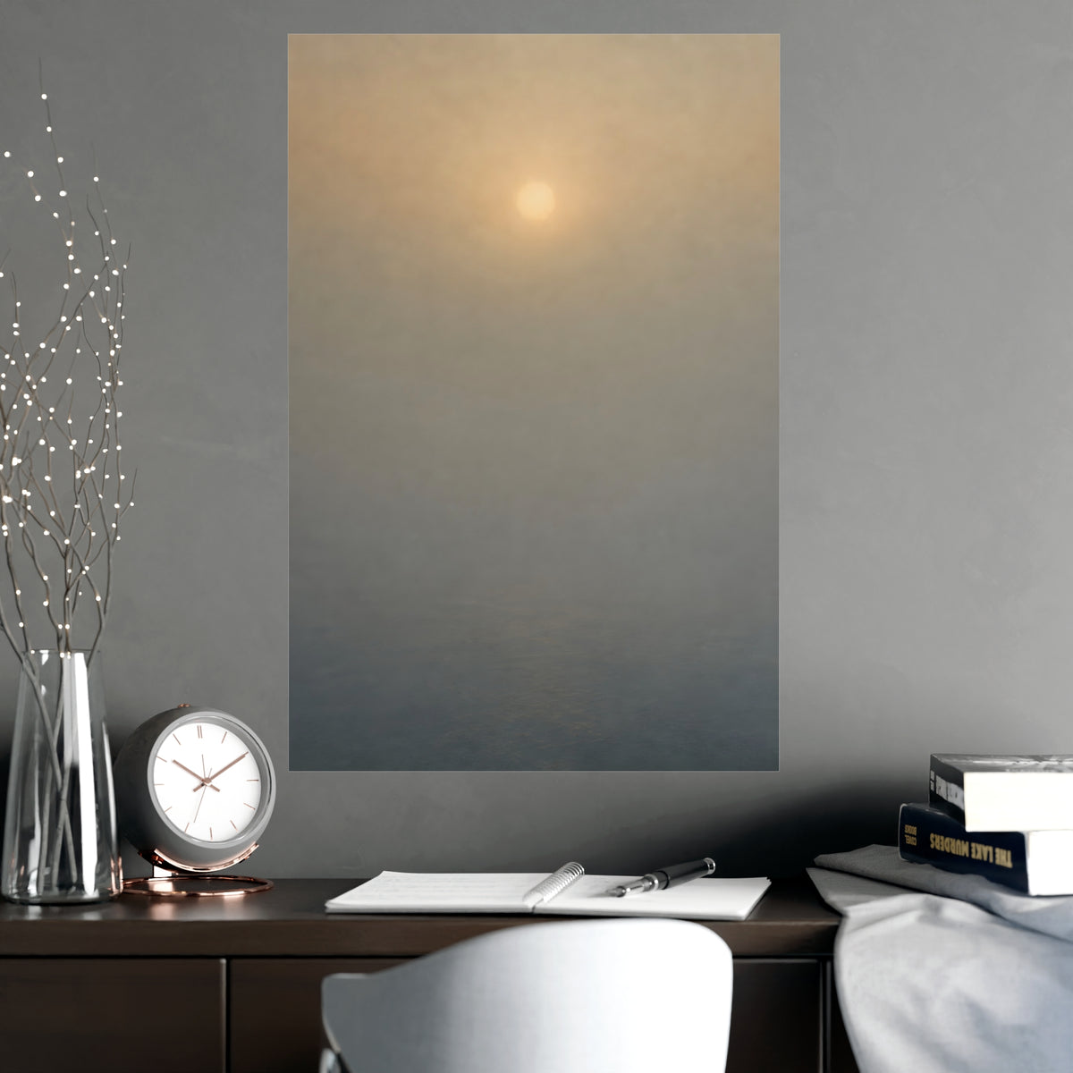 Sun Behind Fog — sun behind fog, shown framed on a wall