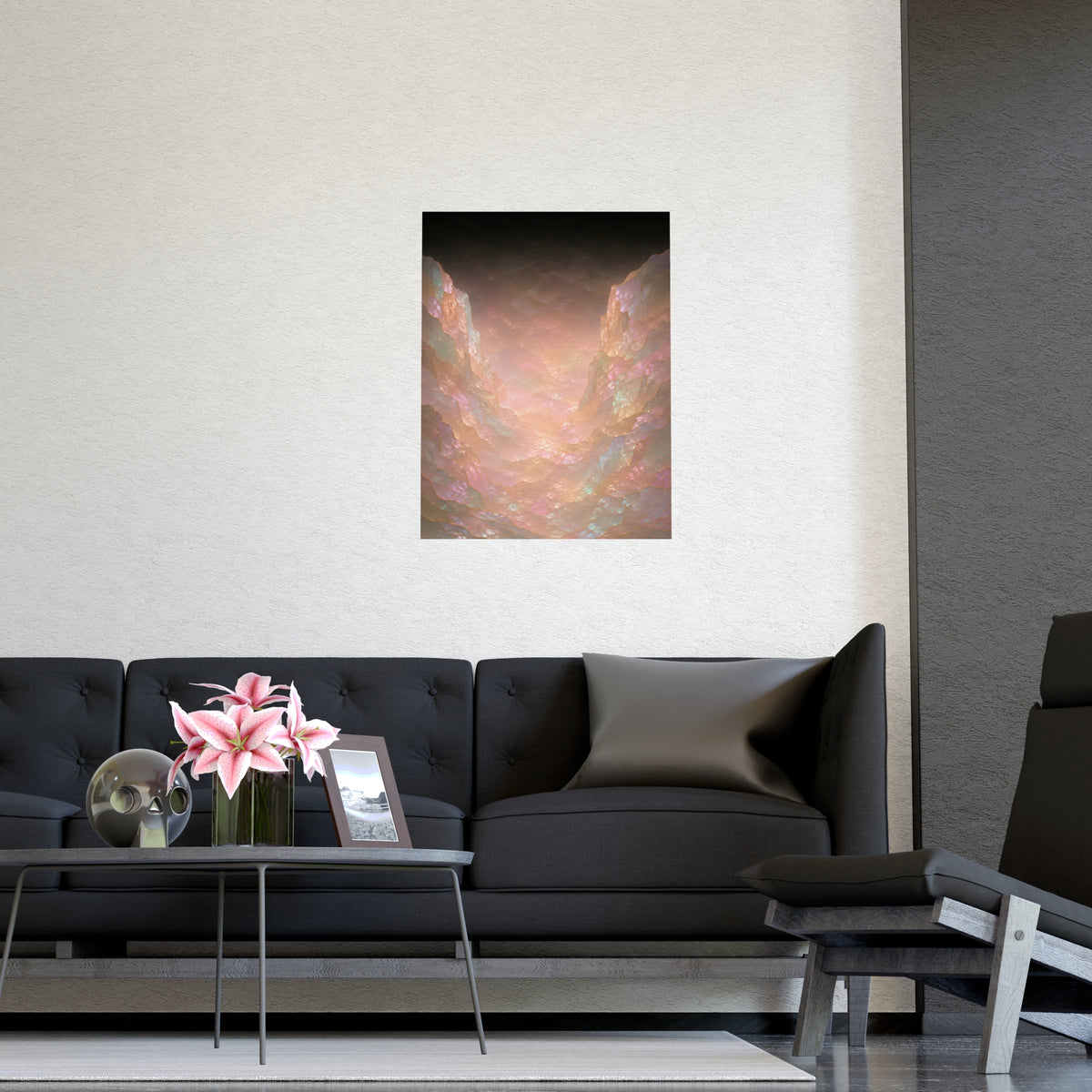 The Gap Between — the gap between, shown framed on a wall