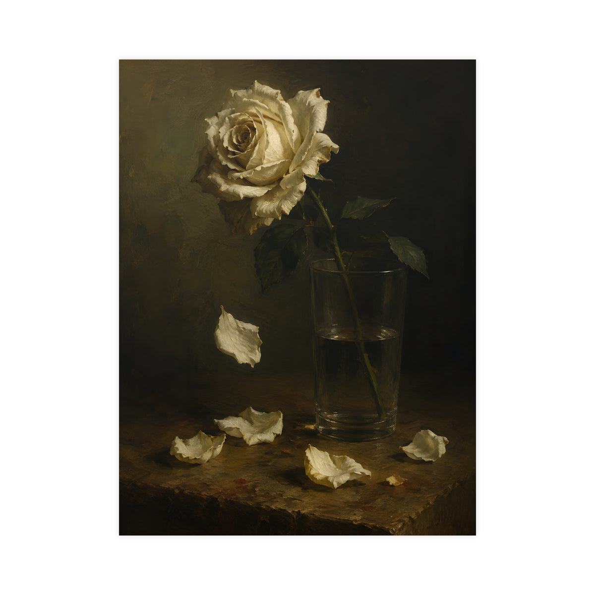 White Rose, Falling — white rose, falling, 18x24 in print